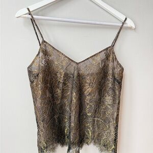 BCBGMaxAzria Gold and Brown Lace Camisole